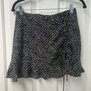 S URBAN Romantics Black and White Polka Dot Ruffle Mini Skirt